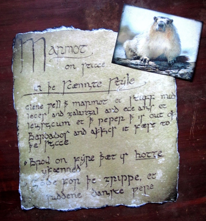 Old English marmot recipe and 20th century photo